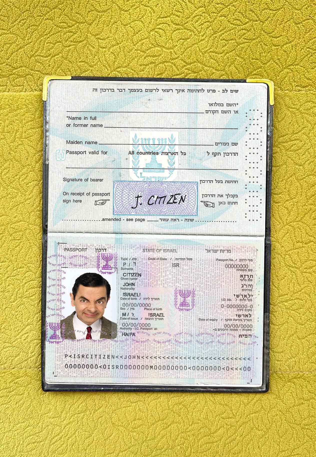 Israel pass (1992 2013) photo look PSD template